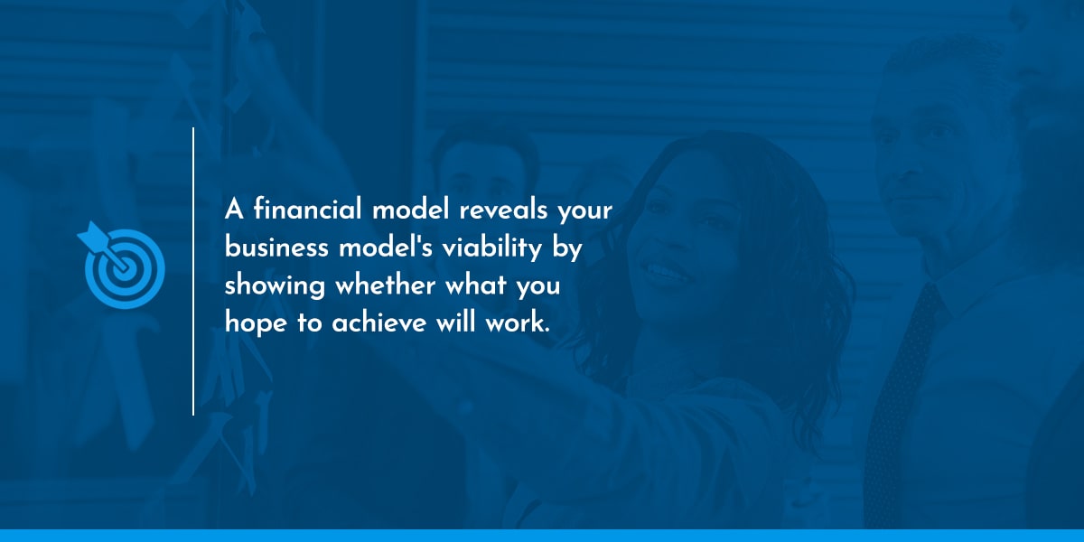 A financial model reveals your business model's viability by showing whether what you hope to achieve will work.